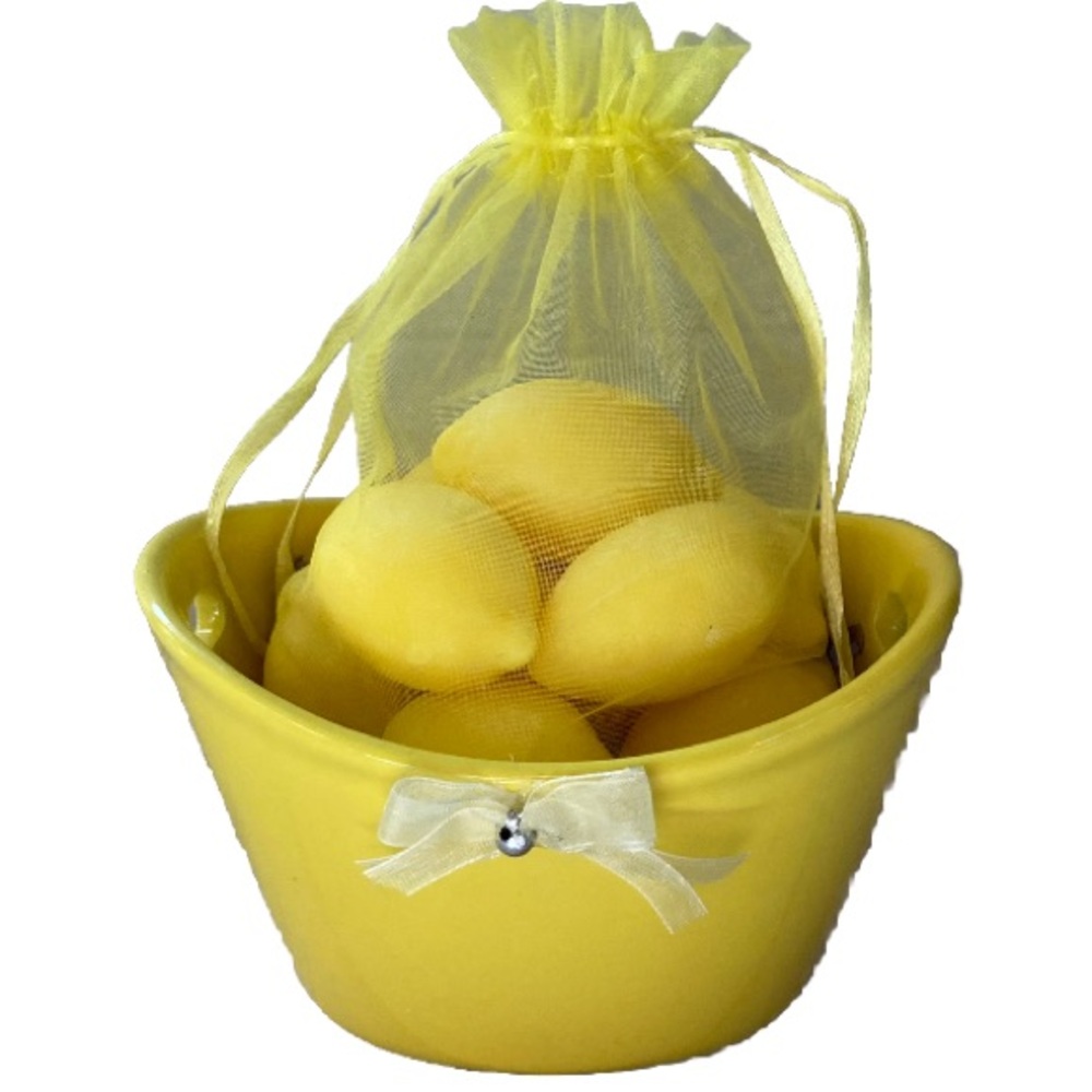 BOWL of LEMON Soaps for Bathroom or Kitchen Sink  GIFT SET